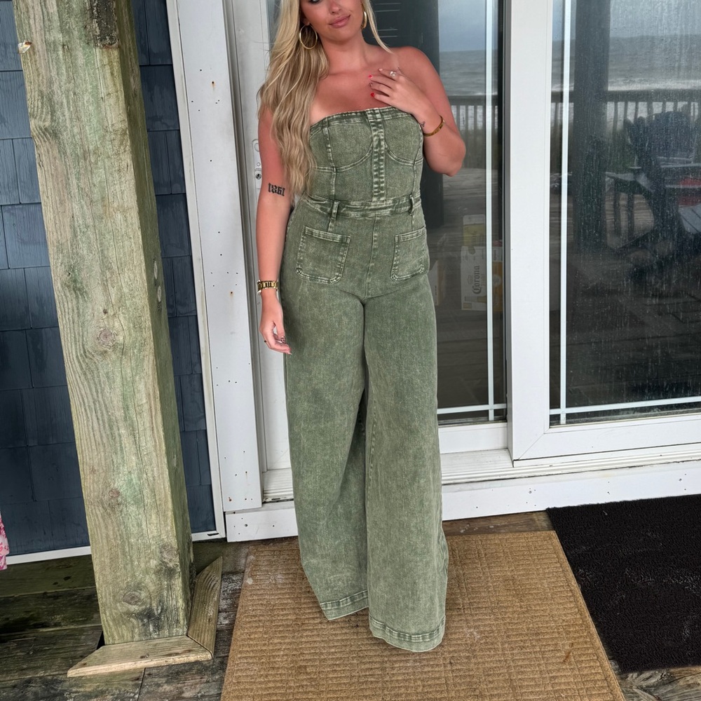 Green Denim Jumpsuit